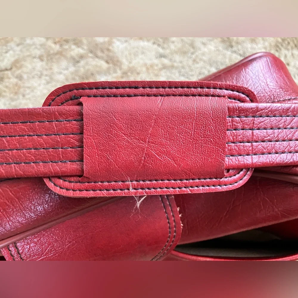Sears Vintage Travel Bag, Burgundy Leather, YKK Zippers, 44” Adj. Strap